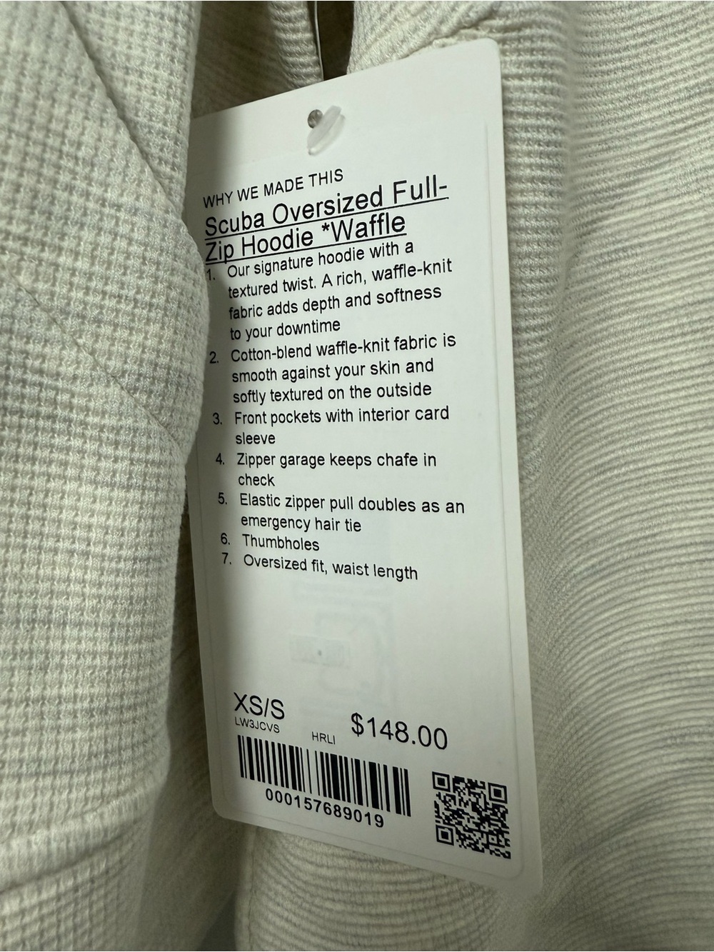 LuluLemon Scuba Oversized Full-Zip Waffle Knit Hoodie+Pant SET in Hthrd Lt Ivory - Picture 9 of 10